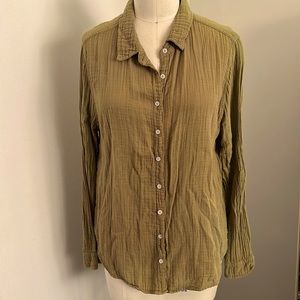 Dylan Army Green Cotton Gauze Button Down Shirt